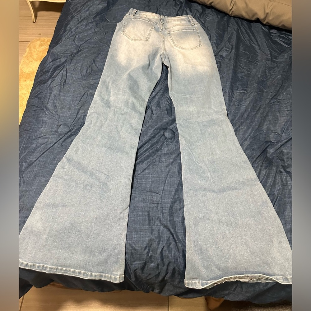 Forever 21 Light Blue Wide Leg Jeans - Picture 2 of 5